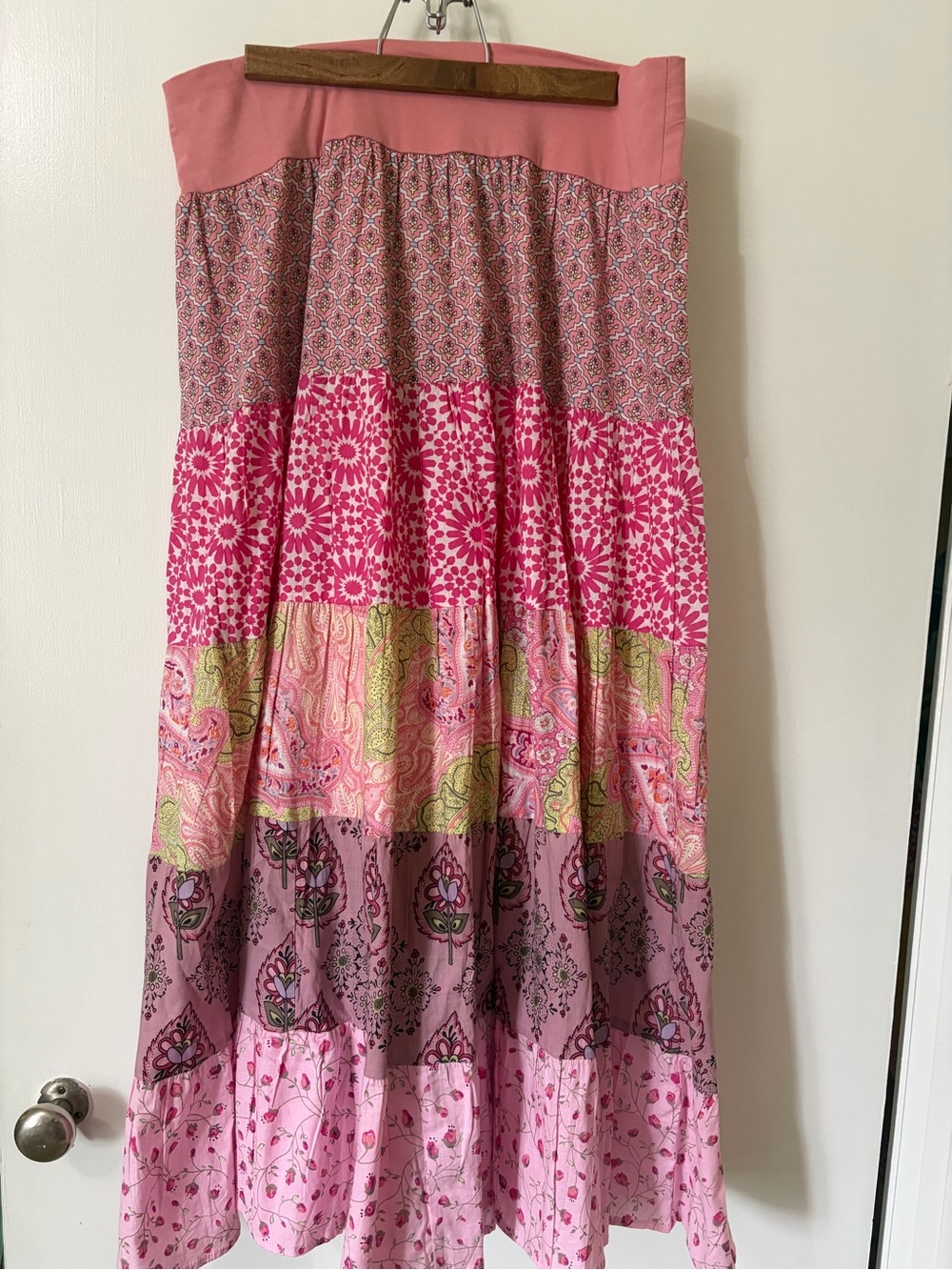 Twiggy London Boho Tiered Maxi Cotton Lined Maxi Skirt